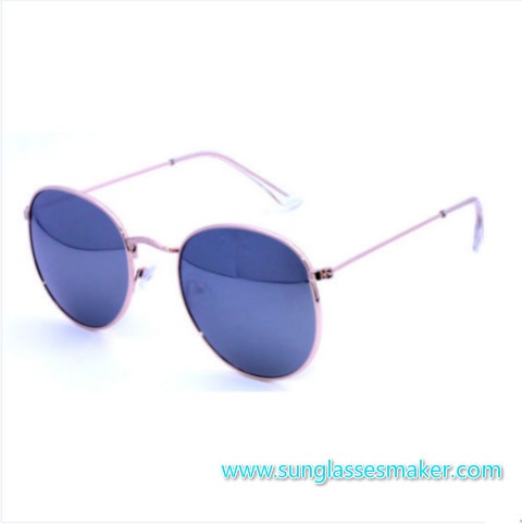 High Quality Metal Frame Mirror Lens Fashion Retro Round Metal Sunglasses (Ce and FDA)